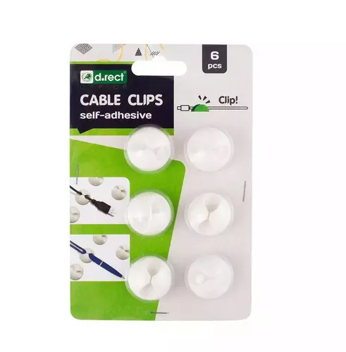 Uchwyt do kabli samoprzylepny biały D.RECT D.RECT 5902308719897
