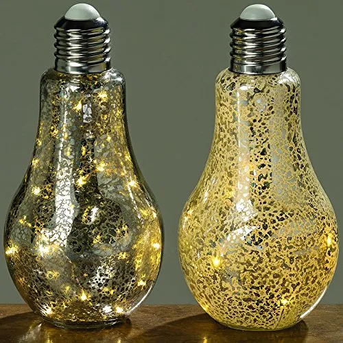 LED-Weihnachts-Dekorations-Leuchte-Lampe GLÜHBIRNE, H: 23cm, batteriebetrieben, Party-Tisch-Fenster-Schrank-Regal-Fest-Balkon-Terrasse-Dekoration-Leuchte-Lampe 2 x