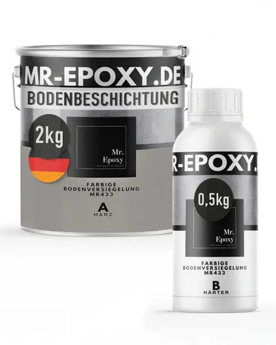Mr. Epoxy Epoxidharz Bodenbeschichtung 2K - 2,5 kg RAL 7030 Steingrau für Garagen und Werkstätten - Hochwertige 2K-Bodenbeschichtung aus Epoxidharz für langlebige und widerstandsfähige Böden in Garagen, Werkstätten und Kellern. Einfache Anwendung und optimale Abdeckung für strapazierfähige Ergebnisse.