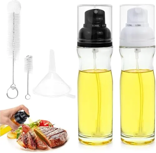 Dachiy 2 x Ölsprüher, 200 ML Ölspray Zum Kochen, Öl Sprühflasche Glas, Ölsprüher Für Speiseöl, Öl Sprühflasche für Heißluftfritteuse, Olivenölsprüher Für Salat, Grillen, Backen In Der Küche
