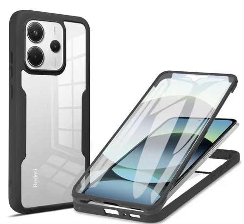 360° Grad Hülle für Xiaomi Redmi Note 14 4G Integriertem Displayschutz Schwarz