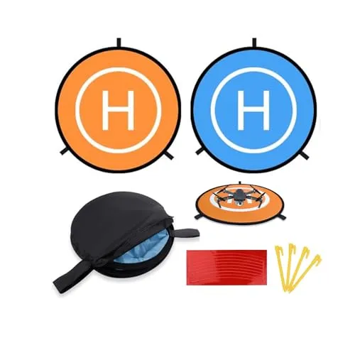 MMOBIEL Universeller Drohnenlandeplatz, wasserdichtes Helipad 55 cm / 21,6 Zoll, doppelseitig Orange/Blau für RC-Drohnen, Hubschrauber, DJI Mavic Mini 2 / Zoom/Air Fly 2 / Phantom/FPV/Inspire