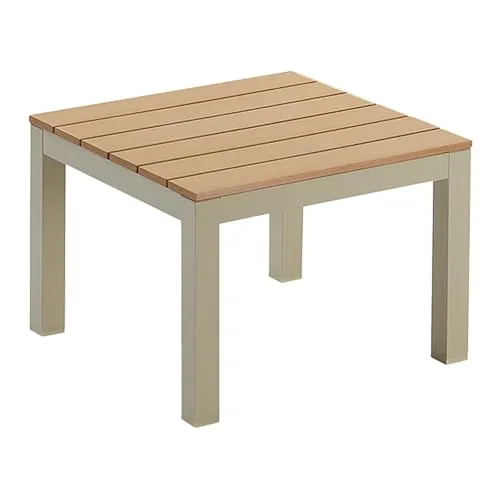 Riess-Ambiente Gartentisch ORLANDO LOUNGE 60cm greige - Wetterfester Outdoor-Beistelltisch aus pflegeleichtem Aluminium und Nonwood, ideal für Terrasse oder Balkon – modernes Design für jeden Anlass.