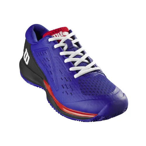 Wilson Rush Pro Ace Allcourt Tennisschuhe für Kinder in Blau, Größe 39 (6) - Tennisschuhe für Kinder mit Stabilität und Geschwindigkeit, verstärkte Seiten und Duralast-Außensohle für optimale Haltbarkeit und Komfort bei jedem Schritt.