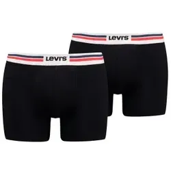 Levis 2P Men Sportswear Logo Boxer Brief Schwarz - Herrenunterhosen aus 95 % Baumwolle und 5 % Elasthan für optimalen Komfort und Bewegungsfreiheit. Atmungsaktiv und stilvoll, ideal für einen aktiven Lebensstil.