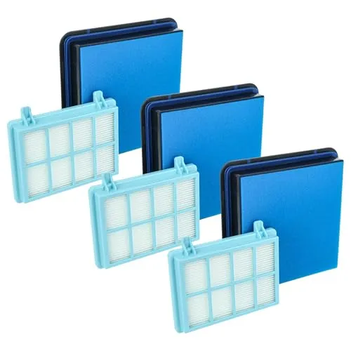 vhbw Filter-Set kompatibel mit Philips PowerPro Active FC9555/09, FC9550/09 Staubsauger - 9x Filter (HEPA-Filter, Motorschutz-Filter, Schaum-Filter)