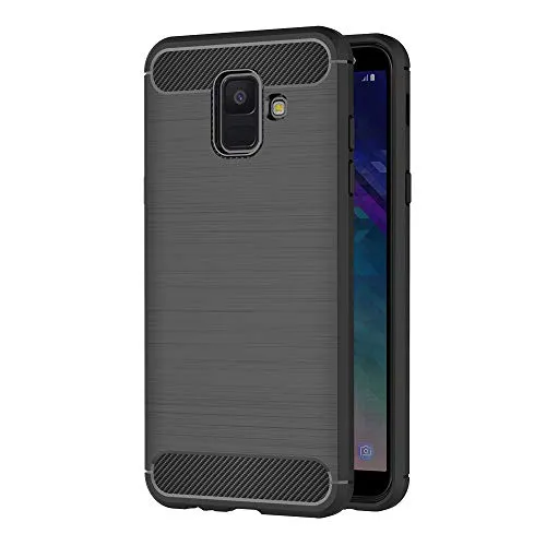 AICEK Hülle Compatible Samsung Galaxy A6 2018, Schwarz Silikon Handyhülle für Samsung Galaxy A6 2018 Schutzhülle Karbon Optik Soft Case (5,6 Zoll)