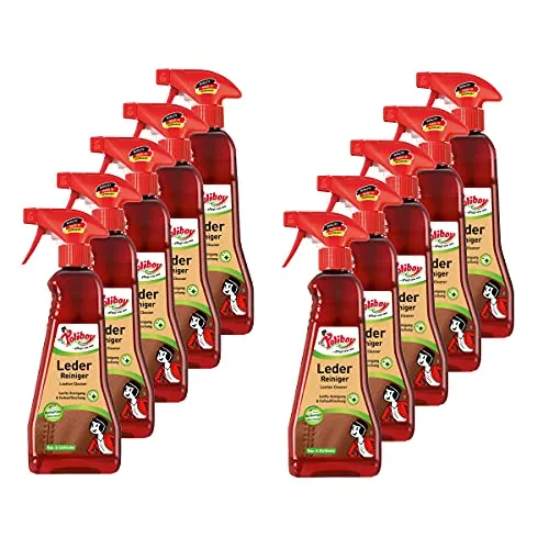 Poliboy - Leder Reiniger - für alle Lederarten, Kunstleder und Materialmix - extra langer Anlaufschutz - Lederreinigung - 10er Pack - 10x375ml Flasche (3,75 Liter) - Made in Germany