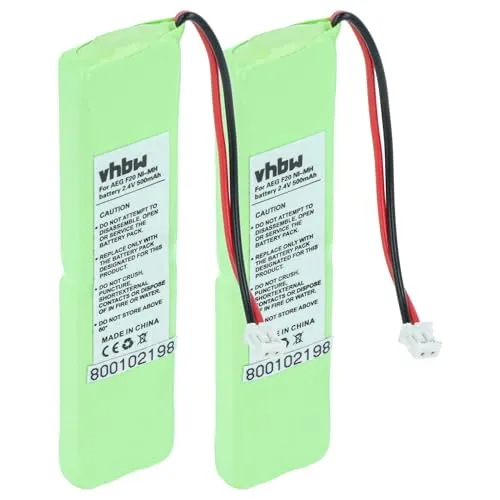 vhbw 2X Akku kompatibel mit AEG F20 schnurlos Festnetz Telefon (500 mAh, 2,4 V, NiMH)