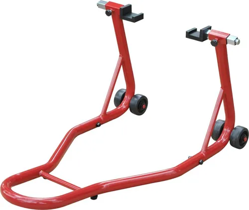 HOMCOM Motorrad-Ständer, tragbar und mobil, universelle Heckstütze, Stahl-Hebetyp, mit 2 Gabeln und Rädern, 80 x 50 x 40 cm, Farbe Rot