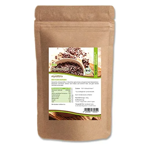 Mynatura Bio Kakaonibs - 1000g - Bio Kakaonibs aus 100% Kakaobohnen, ideal zum Kochen, Backen und für Müsli. Reich an Ballaststoffen und pflanzlichem Eiweiß, ohne künstliche Zusätze.