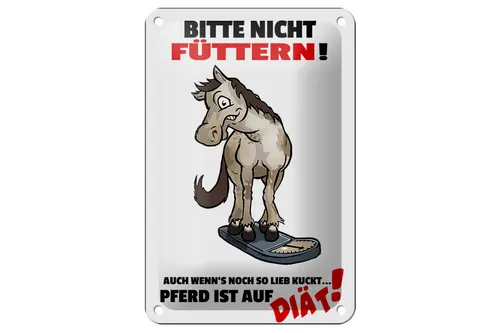 Blechschild Hinweis 12x18 cm bitte nicht füttern Pferd Diät Deko Schild