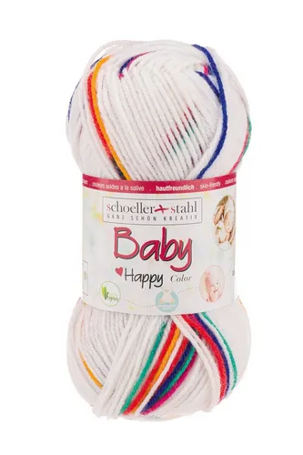 Schoeller + Stahl Baby Happy Color Häkelwolle, 185 m, wunderbar weiches, pflegeleichtes Garn mit fröhlichen Farbakzenten