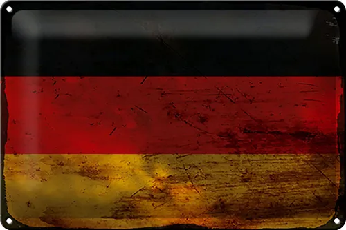 Blechschild Flagge Deutschland 30x20 cm Flag Germany Rost Deko Schild tin sign