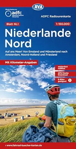 ADFC-Radtourenkarte NL 1 Niederlande Nord 1:150.000, reiß- und wetterfest, E-Bike geeignet, GPS-Tracks Download, mit Knotenpunkten, mit Bett+Bike ... und Friesland (ADFC-Radtourenkarte 1:150.000)