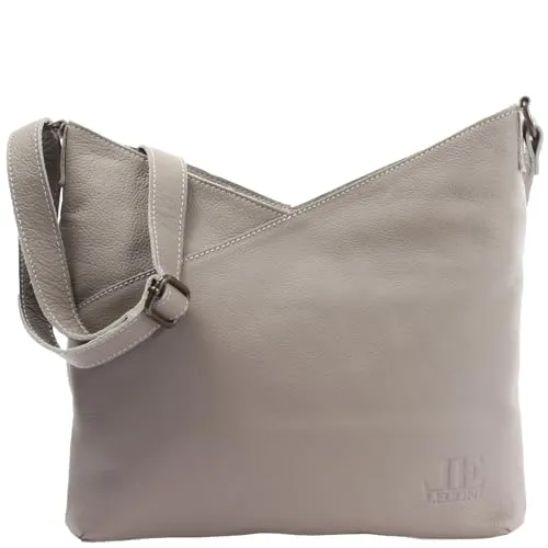 LECONI Umhängetasche LE0065 - Elegante Ledertasche für Damen - Umhängetasche aus weichem Büffelleder mit verstellbarem Trageriemen, ideal für den täglichen Gebrauch und stilvoller Begleiter.