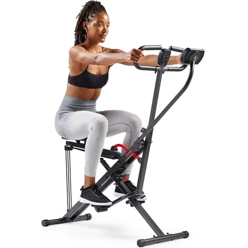 Sunny Health & Fitness Smart Upright Row-N-Ride Trainer, Squat Assist Trainer für Gesäßmuskeln & Ganzkörper-Kardio-Workout mit einstellbarem Widerstand - NO. 077SMART