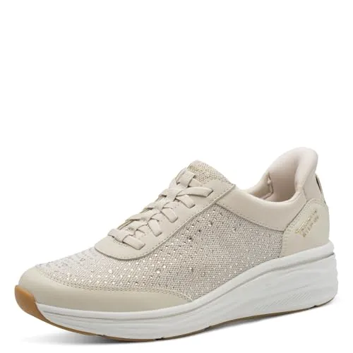 TAMARIS Slip-On Sneaker für Damen, Gr. 39, beige - Sportliche Slip-On Sneaker von Tamaris in veganer Verarbeitung mit 5 cm Keilabsatz und gepolsterter Innensohle für optimalen Komfort bei jedem Schritt.