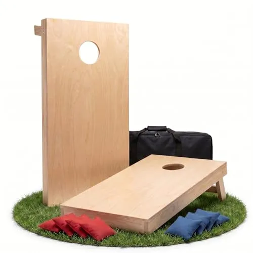 Cornation Cornhole Set aus Holz - 120x60cm - Hochwertiges Outdoor-Wurfspiel - Vielseitiges Cornhole Set aus echtem Holz für unvergessliche Spielmomente im Freien. Inklusive 8 Wurfsäckchen und Tragetasche – perfekt für Gartenpartys und Campingausflüge.