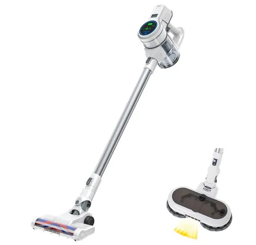 ADLER Kabelloser Akku Staubsauger mit Wischfunktion - 2-in-1 Staubsauger für Trocken- & Nassreinigung mit smartem Display. Automatische Saugkraftanpassung und bis zu 114 Min Laufzeit – für strahlend saubere Böden ohne Aufwand.