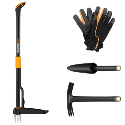 Fiskars 4-teiliges Gartenwerkzeuge-Set mit Unkrautstecher
