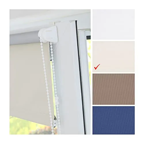 Liedeco® Rollo Klemmfix Thermobeschichtet 120 x 150 cm creme - Hochwertiges Seitenzug-Rollo, lichtundurchlässig und stufenlos verstellbar. Ideal für Mietwohnungen, einfache Montage ohne Bohren, sorgt für Sicht- und Blendschutz.