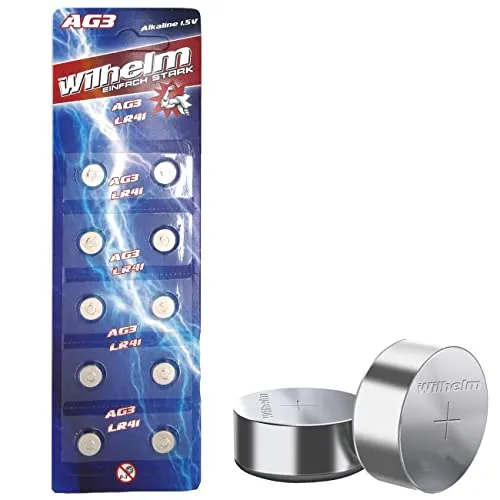X Wilhelm AG3 LR41 - L736-192 - 392 - GP92A Qualitätsbatterien 1,5 V - Hochwertige AG3 Alkaline Knopfzellen mit 25 mAh für zuverlässige Energie in Uhren, Spielzeugen und mehr. Ideal für den täglichen Gebrauch.