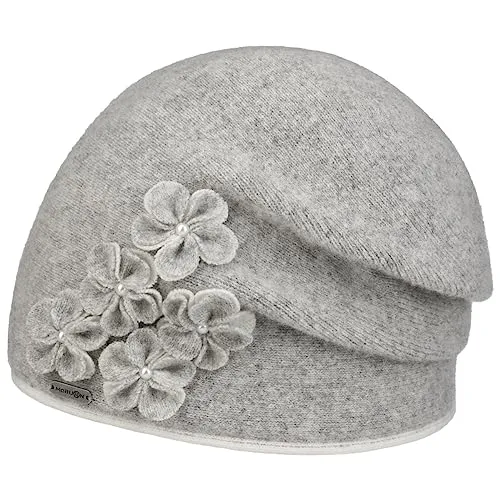 McBURN Mindella Beanie - Stilvolle Wollmütze für Damen - Elegante Wollmütze in Einheitsgröße, ideal für Herbst und Winter. Hergestellt in der EU, bietet sie angenehmen Tragekomfort und ein besonderes Retro Floral Design.