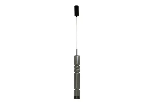 Lucande Hängeleuchte Christelle, 1 x 8 W LED, warmweiß - Hängeleuchte mit elegantem Glaskorpus in rauchgrau und schwarzem Metallbaldachin, ideal für stilvolle Beleuchtung in Wohnräumen.
