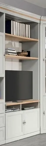 Amerikanische Stil Vitrine – Elegante Möbel für Wohnzimmer und Büro - Schicke Vitrine im amerikanischen Stil mit 2 Regalfächern, ideal für jedes Zimmer. Maße: 120 x 41 x 229 cm, aus robustem Holz, freistehend und einfach zu montieren.