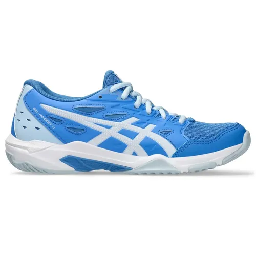 Asics Gel-Rocket 11 Blue Coast/White 41.5 - Halbschuhe mit atmungsaktivem Mesh-Obermaterial und GEL-Technologie für optimale Stoßdämpfung. Ideal für schnelle Bewegungen dank TRUSSTIC-Technologie und flexibler Sohle.
