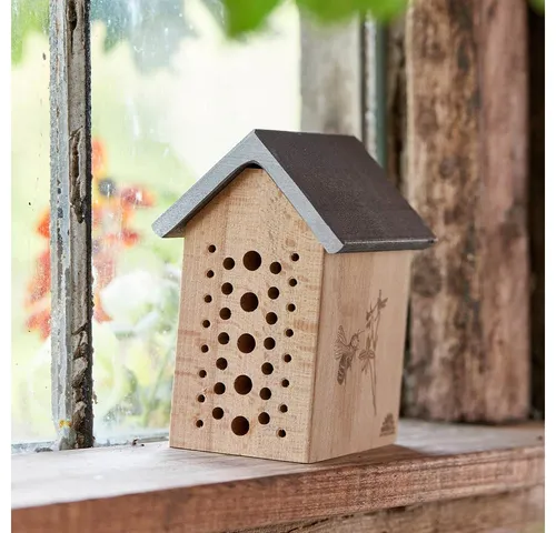 Die Stadtgärtner Tierhaus Bienchenhotel aus Buchenholz - Tierhäuser – Wetterfestes Insektenhotel für Bienen, handgefertigt aus robustem Buchenholz, idealer Unterschlupf für die Natur und kreative Geschenkidee für Hobby-Imker.
