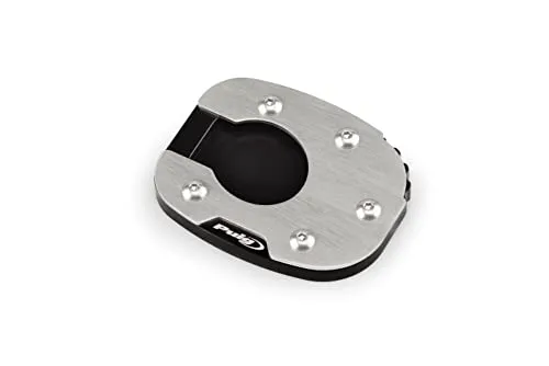Puig 20583N Seitenständer-Verbreiterung mit vergrößerter Auflagefläche aus Edelstahl und CNC-gefrästem Aluminium für mehr Stabilität auf unebenen Untergründen, Schwarz