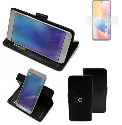 360° Schutzhülle für TCL 60R 5G Wallet Case Universal schwarz Kunstleder Tasc