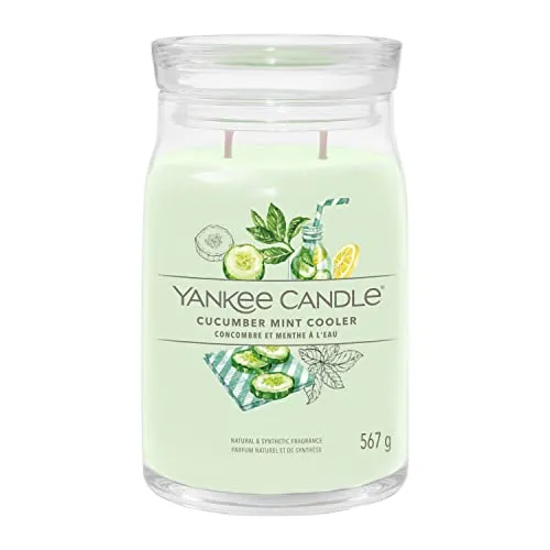 Yankee Candle Cucumber Mint Cooler Duftkerze 567 g - Duftkerze mit erfrischendem Gurken-Minze Aroma, ideal für entspannte Sommertage und eine angenehme Atmosphäre.