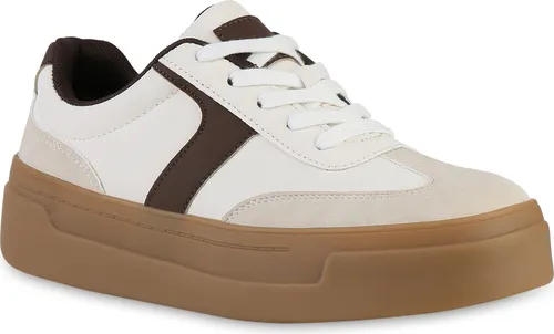VAN HILL Damen Sneaker Low Schnürer Plateau in Beige, Größe 37 - Sneaker für Damen mit bequemem Plateau und lässigem Design, ideal für Frühling und Sommer.