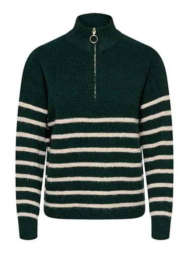 ONLY ONLTOKYO L/S ZIP PULLOVER KNT NOOS - Modischer Strickpullover für Damen in Gr. S (36) mit praktischem Reißverschluss und hohem Tragekomfort dank dehnbarem Rippstrick.
