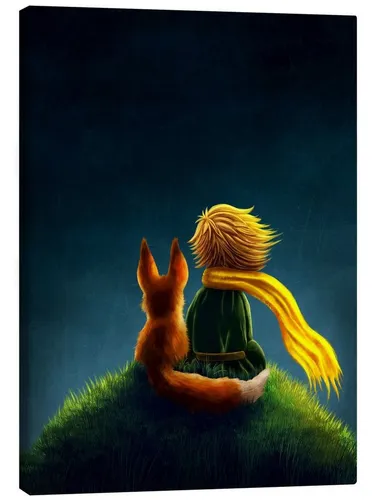 Posterlounge Wandbild Kleiner Prinz und Fuchs bei Nacht, Elena Schweitzer, erhältlich als Poster, Leinwandbild, Wandsticker oder Acrylglasbild