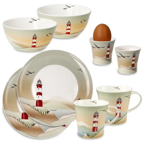 Frühstücksset Lighthouse 8teilig - Scandic Home - Kindergeschirrset aus leichtem Fine Bone China, 8-teiliges Set mit Preisvorteil gegenüber Einzelkauf, perfekt für stilvolle Frühstücke.