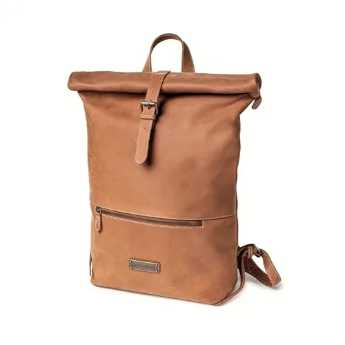 DRAKENSBERG Leder Roll-Top Rucksack 'Ryan' - Urbaner Rucksack für Damen und Herren - Tagesrucksäcke aus echtem Büffelleder, handgefertigt mit 15