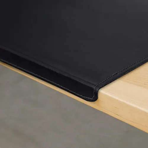 Hamosons - Hochwertige Schreibtischunterlage mit Kantenschutz/Gewinkelte Schreibtischauflage aus Büffel-Leder Größe L, Braun, Modell 26311