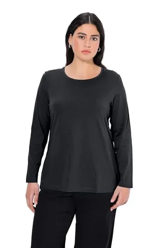 Ulla Popken Damen Langarm-shirt, Schwarz, 54-56 EU