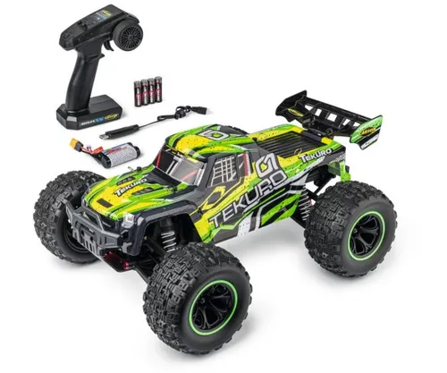 CARSON 500404360 1:10 XS Tekuro Off-Road RC Car 4WD Grau/Grün - Robustes 1:10 Off-Road RC Car mit Allradantrieb für Abenteuer im Gelände. Ready-to-Run für sofortigen Fahrspaß und ideal für Hobby-Enthusiasten.