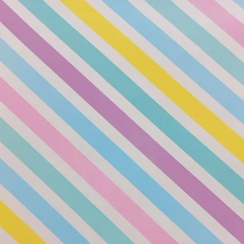 Geschenkpapier 70cm x 2m Rolle mit pastellfarbenen Streifen - Verpackungspapier bunt diagonal - Geschenkpapierrolle für Geburtstag Ostern Party Babyshower Hochzeit - modern & stilvoll