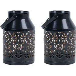 2x LED Solarleuchte mit Pflanzgefäß, schwarz, H 16 cm von ETC Shop