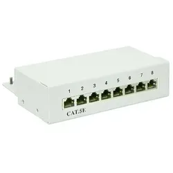 Goobay CAT 5e Mini/Desktop Patch Panel, 8 Port, (1 HE) - STP geschirmt, Grau