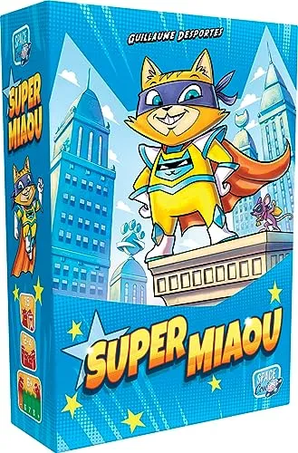 Asmodee - Super MIAU – Gesellschaftsspiel für Kinder ab 6 Jahren – Einweihungsspiel – Kartenspiel im Reiseformat – Familienspiele für 2 bis 4 Spieler – 15 Minuten – französische Version – SpaceCow