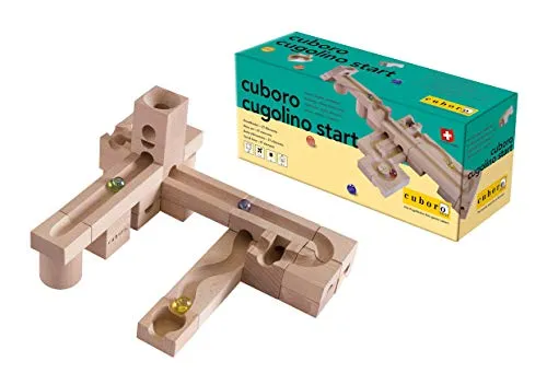 Cuboro Kugelbahn Cugolino Start - 27-tlg. Starterset - Kugelbahnen, kreatives Bauen mit 27 Bauelementen aus nachhaltigem Buchenholz und neuen, innovativen Elementen für spannende Bahnverläufe.