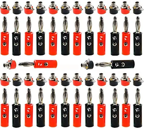 RUNCCI-YUN 52Stücke 4mm Bananenstecker, bananenstecker Lautsprecher, 4mm Bananenstecker Binding Terminal Jack, polklemmen Lautsprecher - 2 Farben (26männlich + 26weiblich)