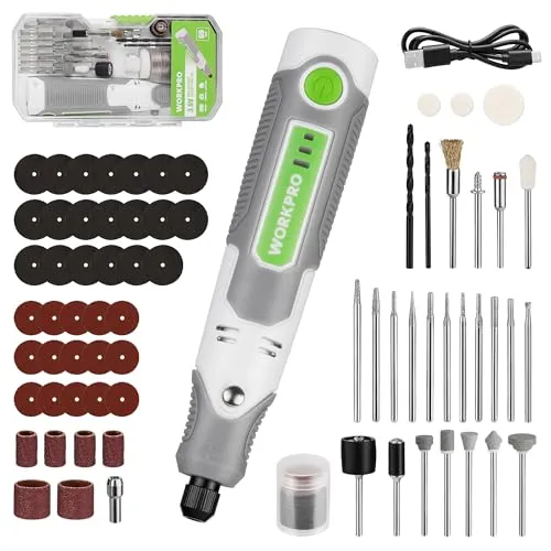 WORKPRO Akku Multifunktionswerkzeug 3,6 V, Kabellose Mini Schleifmaschine, Multifunktions-Rotationswerkzeug mit 70 Zubehörteilen, 3 Geschwindigkeiten, zum Schneiden, Schleifen, Gravieren, Bohren
